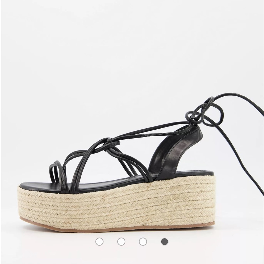 Black platform flatform espadrilles size 5